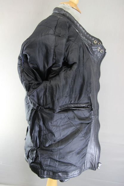 CLASSIC 'TIMELESS' BLACK LEATHER BIKER JACKET 40 INCH/MEDIUM