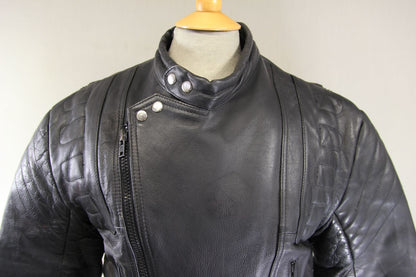 CLASSIC BLACK LEATHER BIKER JACKET 40-42 INCH