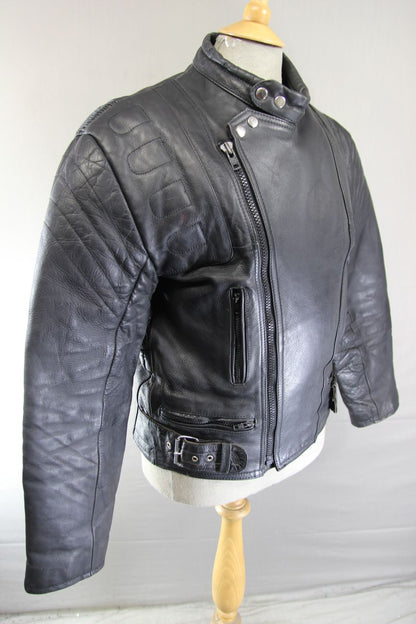 CLASSIC BLACK LEATHER BIKER JACKET 40-42 INCH