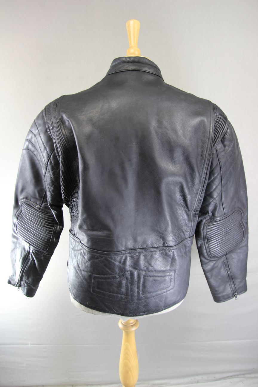 CLASSIC BLACK LEATHER BIKER JACKET 40-42 INCH