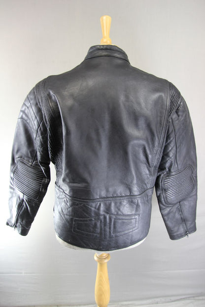 CLASSIC BLACK LEATHER BIKER JACKET 40-42 INCH