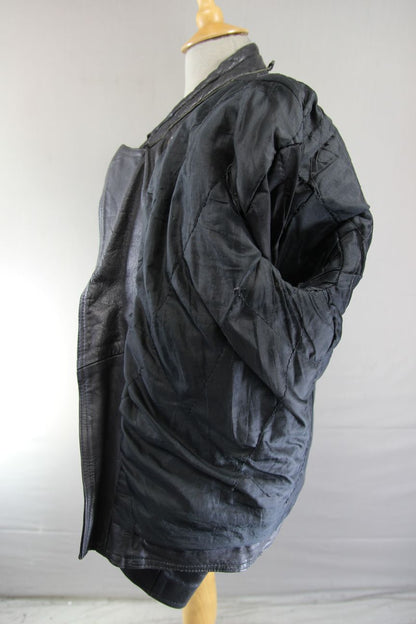 CLASSIC BLACK LEATHER BIKER JACKET 40-42 INCH