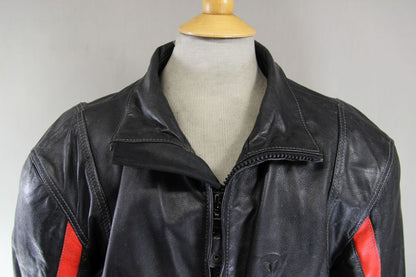 DAINESE BLACK & RED LEATHER BIKER JACKET WITH SHOULDER & ELBOW CE ARMOUR 42 INCH