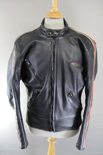 BRITISH MADE RIOSSI RACING CAFE RACER LEATHER BIKER JACKET: 40-42 INCH CHEST