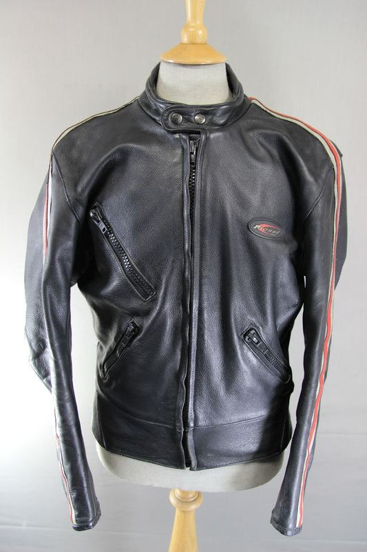 BRITISH MADE RIOSSI RACING CAFE RACER LEATHER BIKER JACKET: 40-42 INCH CHEST