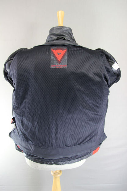DAINESE BLACK & RED LEATHER BIKER JACKET WITH SHOULDER & ELBOW CE ARMOUR 42 INCH