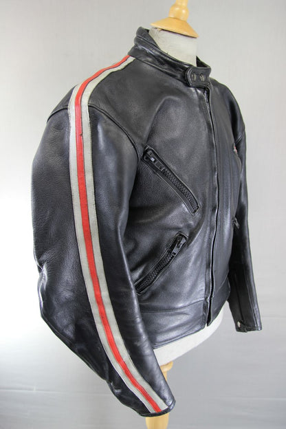 BRITISH MADE RIOSSI RACING CAFE RACER LEATHER BIKER JACKET: 40-42 INCH CHEST
