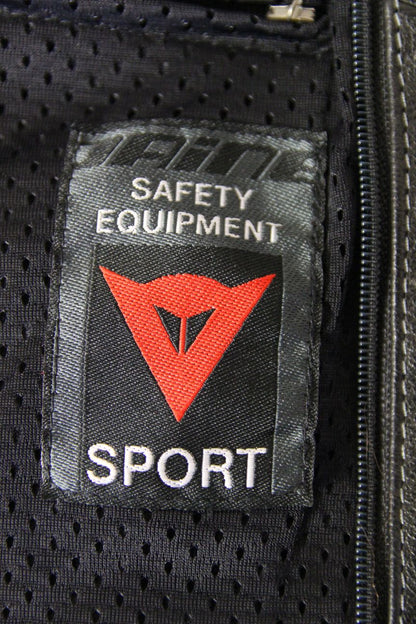 DAINESE BLACK & RED LEATHER BIKER JACKET WITH SHOULDER & ELBOW CE ARMOUR 42 INCH