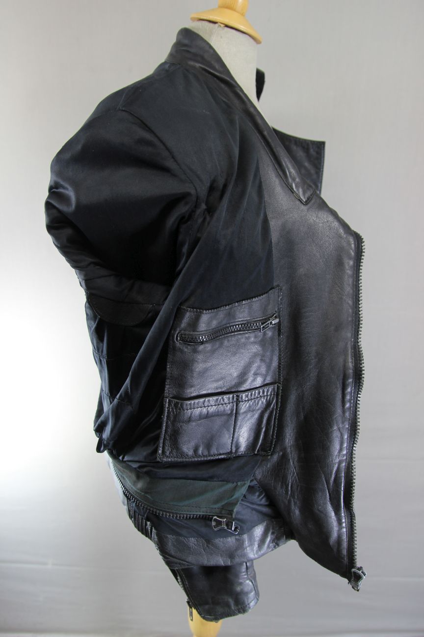 VINTAGE 1970's PUNK ROCK CLASSIC POLO BLACK LEATHER BIKER JACKET 42 INCH