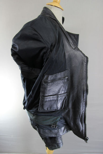 VINTAGE 1970's PUNK ROCK CLASSIC POLO BLACK LEATHER BIKER JACKET 42 INCH