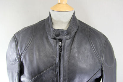 CLASSIC BLACK LEATHER BIKER JACKET 40 INCH CHEST
