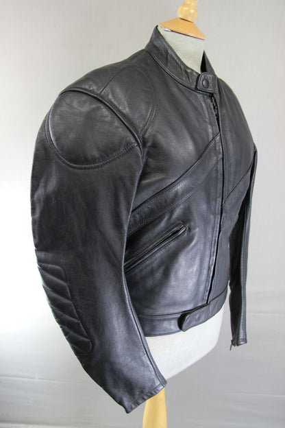 CLASSIC BLACK LEATHER BIKER JACKET 40 INCH CHEST