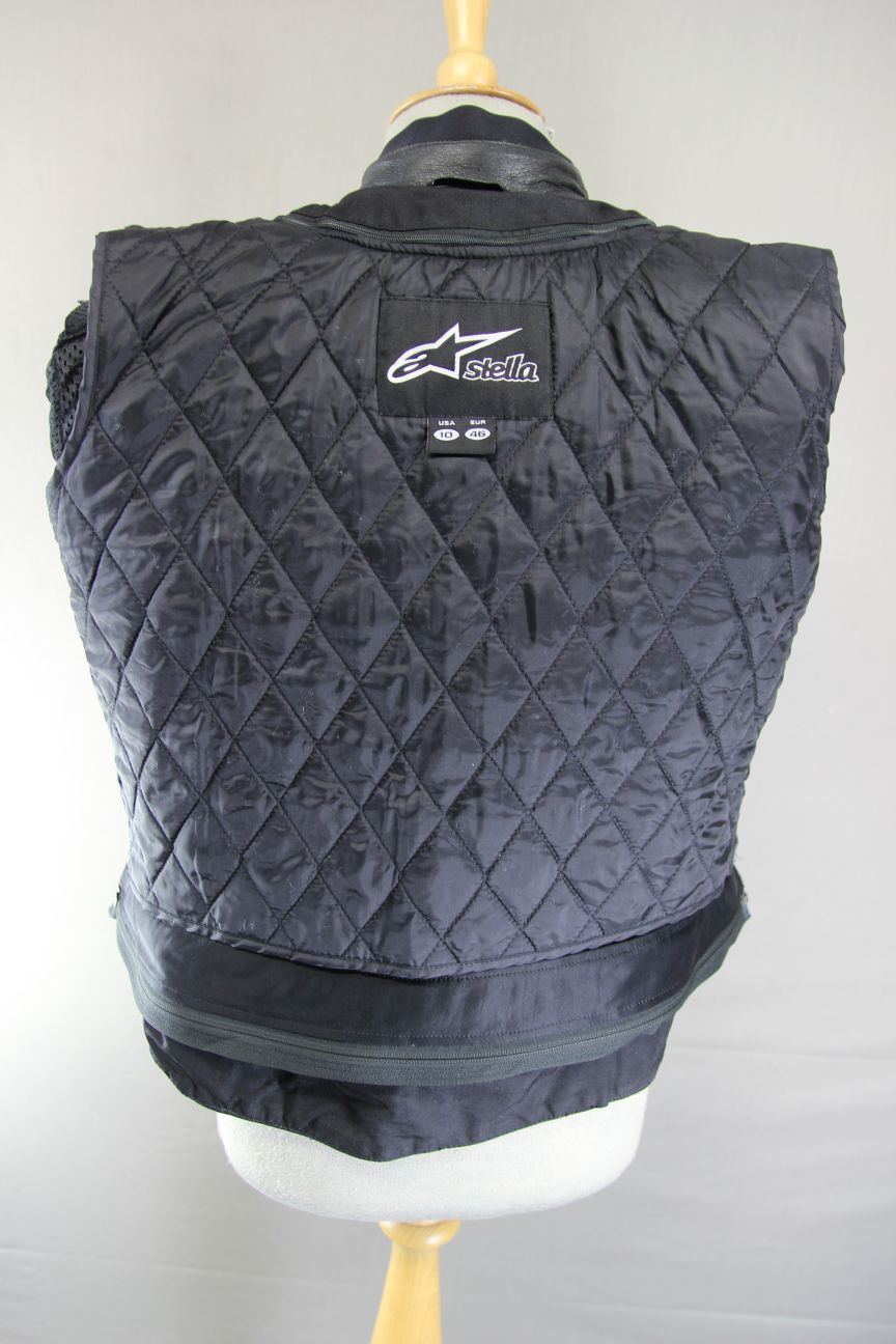 ALPINESTARS STELLA BLACK COW LEATHER BIKER JACKET WITH THERMAL LINING: SIZE 12