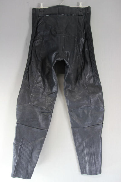BIKO CLASSIC BLACK LEATHER BIKER JEANS: WAIST 32 INCHES/INSIDE LEG 32 INCHES