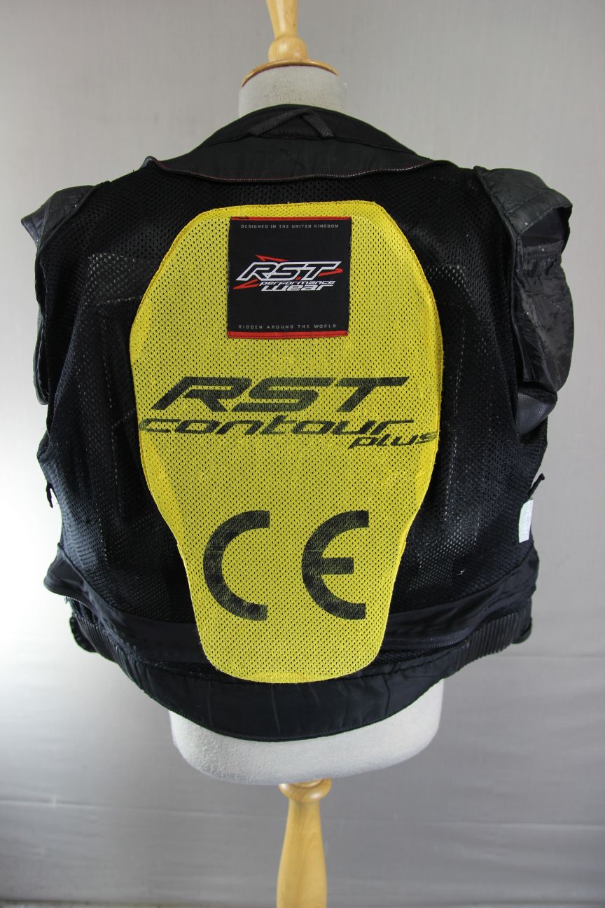 RST SLICE BLACK & WHITE LEATHER BIKER JACKET WITH CONTOUR PLUS CE ARMOUR 38 INCH