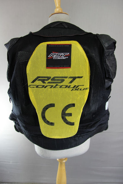 RST SLICE BLACK & WHITE LEATHER BIKER JACKET WITH CONTOUR PLUS CE ARMOUR 38 INCH