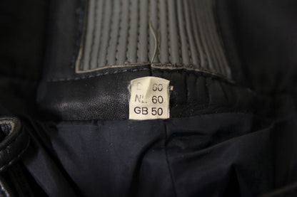 VINTAGE MQP DARK GREY & LIGHT GREY LEATHER BIKER TROUSERS: WAIST 34 IN/LEG 31 IN