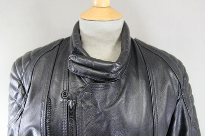 CLASSIC SKIN BLACK COWHIDE LEATHER BIKER JACKET 36-38 INCH CHEST