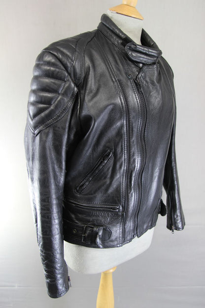CLASSIC SKIN BLACK COWHIDE LEATHER BIKER JACKET 36-38 INCH CHEST