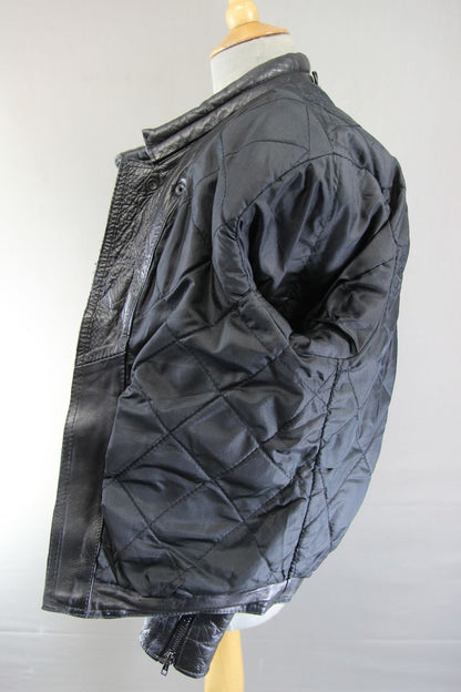 CLASSIC SKIN BLACK COWHIDE LEATHER BIKER JACKET 36-38 INCH CHEST