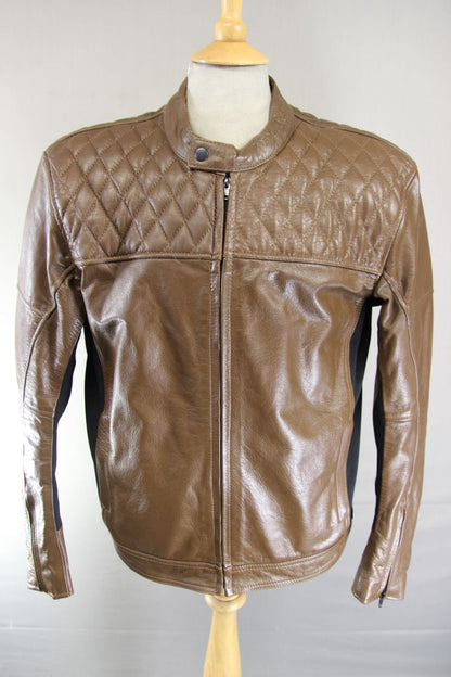COURSE 'BOOMER' BROWN BUFFALO LEATHER BIKER JACKET WITH CE ARMOUR 42 INCH/LARGE