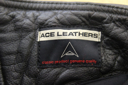 ACE LEATHERS BLACK BIKER TROUSERS: WAIST 30 INCHES/INSIDE LEG 25 INCHES