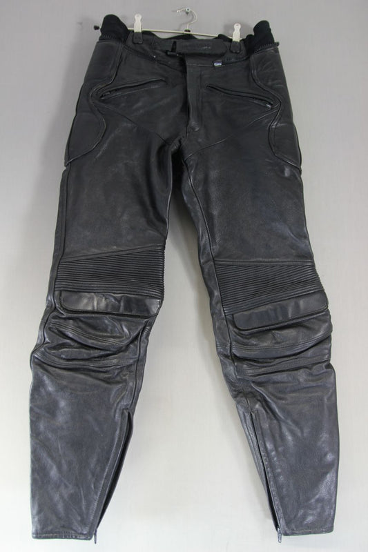 BELSTAFF BLACK LEATHER BIKER TROUSERS WITH CE KNEE ARMOUR WAIST 30/LEG 30" SMALL