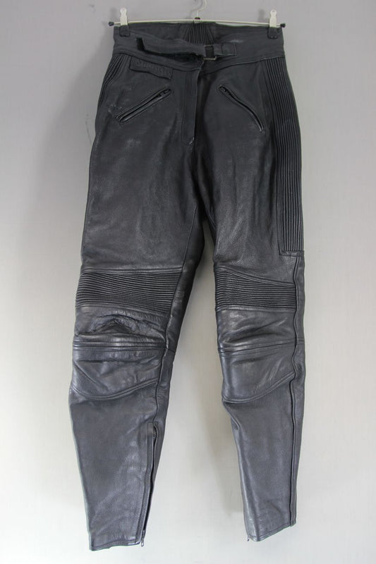 BELSTAFF BLACK LEATHER BIKER TROUSERS SIZE 16: WAIST 30 INCH/INSIDE LEG 30 INCH