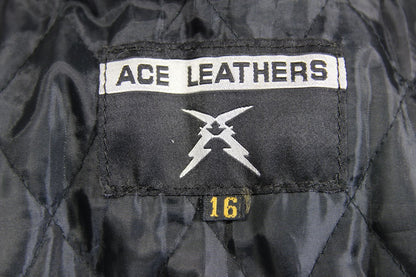 CLASSIC BLACK ACE LEATHERS BIKER JACKET SIZE 10-12: 34 INCH CHEST