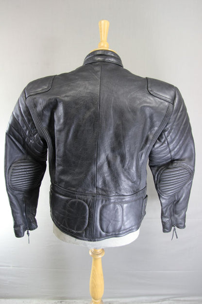 LONDON LEATHER COLLECTION CLASSIC BLACK BIKER JACKET 40 INCH CHEST/MEDIUM