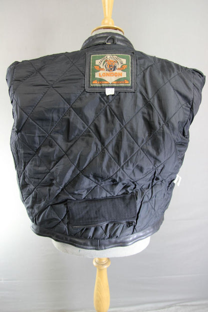 LONDON LEATHER COLLECTION CLASSIC BLACK BIKER JACKET 40 INCH CHEST/MEDIUM