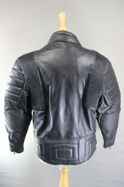CLASSIC BLACK LEATHER BIKER JACKET 36-38 INCH CHEST