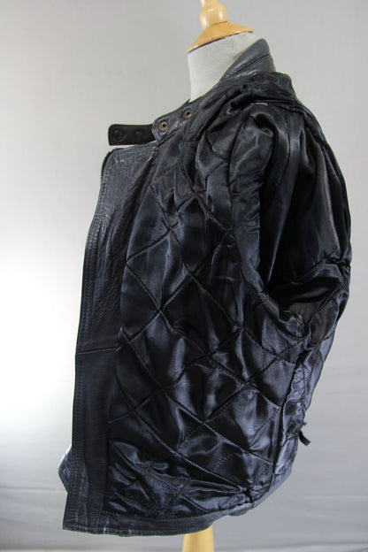 CLASSIC BLACK LEATHER BIKER JACKET 36-38 INCH CHEST