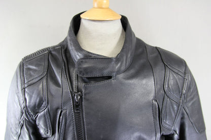 CLASSIC ASHY BLACK PRIME HIDE LEATHER BIKER JACKET 38 INCH