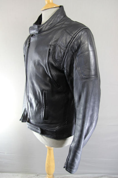 CLASSIC ASHY BLACK PRIME HIDE LEATHER BIKER JACKET 38 INCH