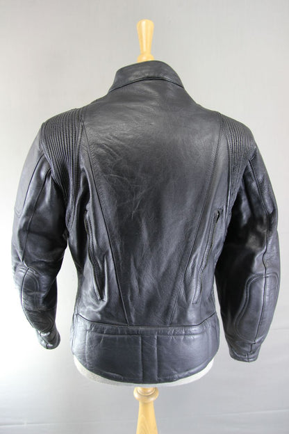 CLASSIC ASHY BLACK PRIME HIDE LEATHER BIKER JACKET 38 INCH
