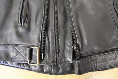 CLASSIC ASHY BLACK PRIME HIDE LEATHER BIKER JACKET 38 INCH