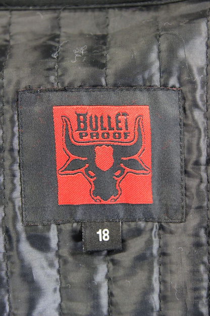 BULLETPROOF BLACK/PINK/SILVER LEATHER BIKER JCKT + ARMOUR/THERMAL LINING SIZE 18