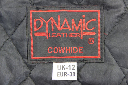 DYNAMIC LEATHER BLACK COWHIDE BIKER JACKET + CE ARMOUR & THERMAL LINING: SIZE 12