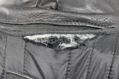 J&S CLASSIC BLACK LEATHER ALL WEATHER BIKER JACKET WITH THERMAL LINING 42 IN
