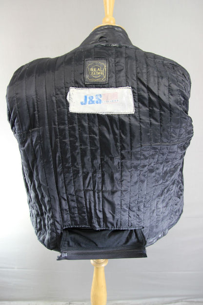 J&S CLASSIC BLACK LEATHER ALL WEATHER BIKER JACKET WITH THERMAL LINING 42 IN