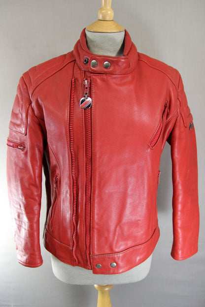 VINTAGE 1970's/1980's CLASSIC RED LEATHER BIKER JACKET 36-38 INCH CHEST