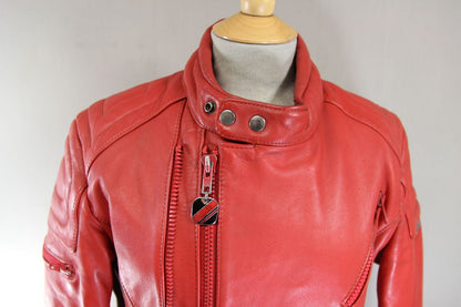 VINTAGE 1970's/1980's CLASSIC RED LEATHER BIKER JACKET 36-38 INCH CHEST