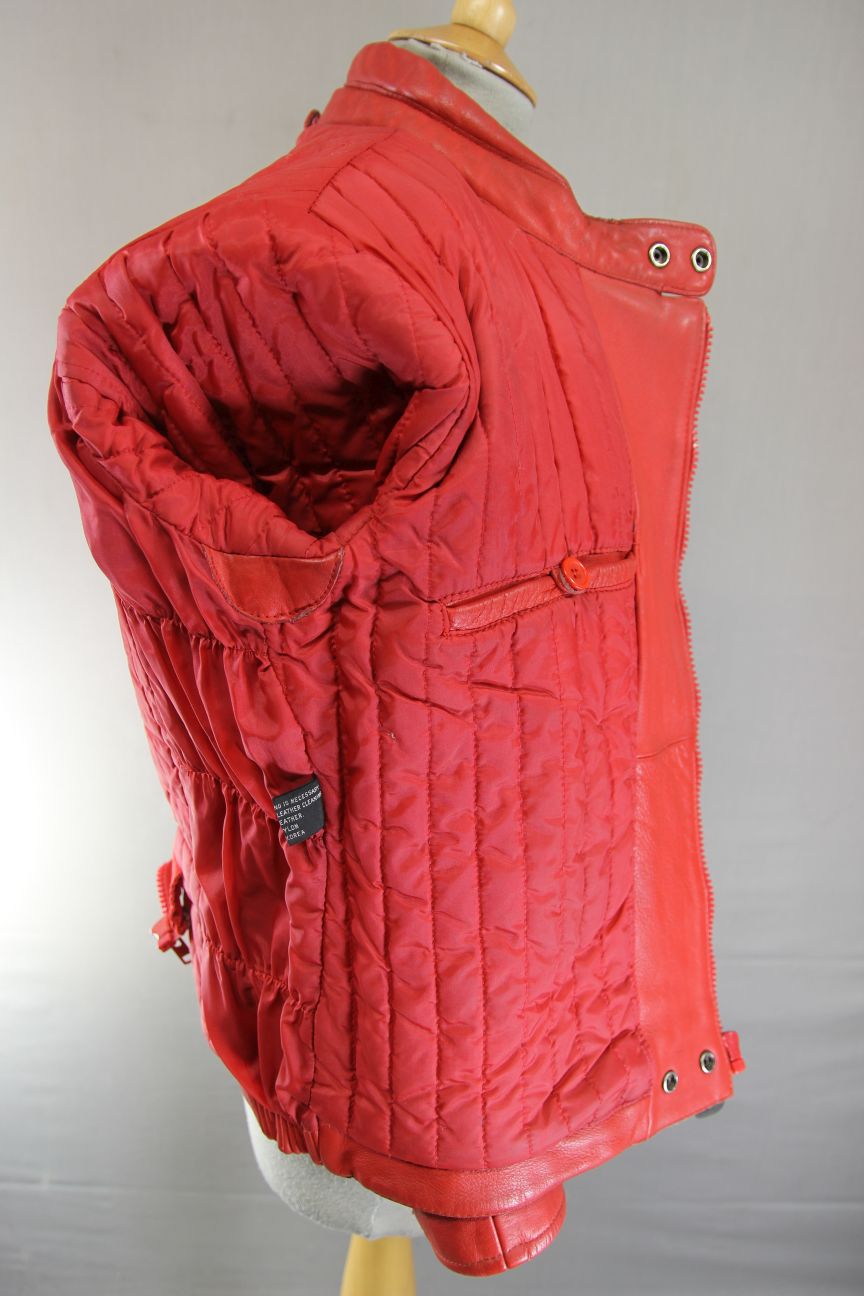 VINTAGE 1970's/1980's CLASSIC RED LEATHER BIKER JACKET 36-38 INCH CHEST