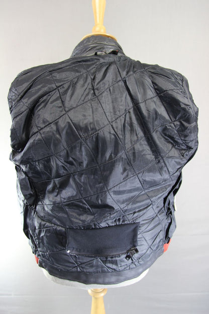 VINTAGE KETT CLASSIC BLACK, RED & GREY COWHIDE LEATHER BIKER JACKET 36-38 INCH