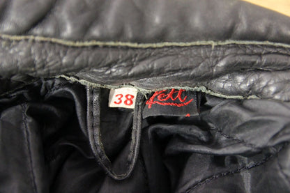 VINTAGE KETT CLASSIC BLACK, RED & GREY COWHIDE LEATHER BIKER JACKET 36-38 INCH