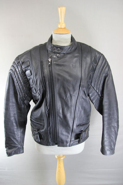 CLASSIC RAYVEN BLACK LEATHER BIKER JACKET 38-40 INCH CHEST