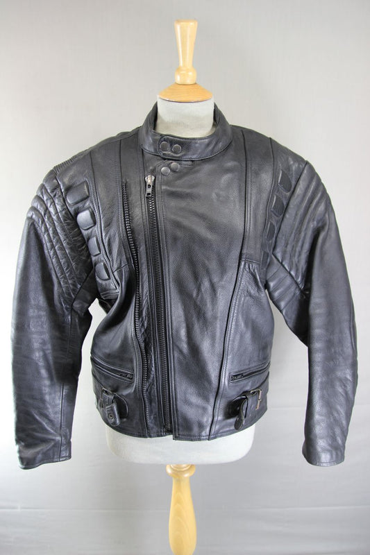CLASSIC RAYVEN BLACK LEATHER BIKER JACKET 38-40 INCH CHEST