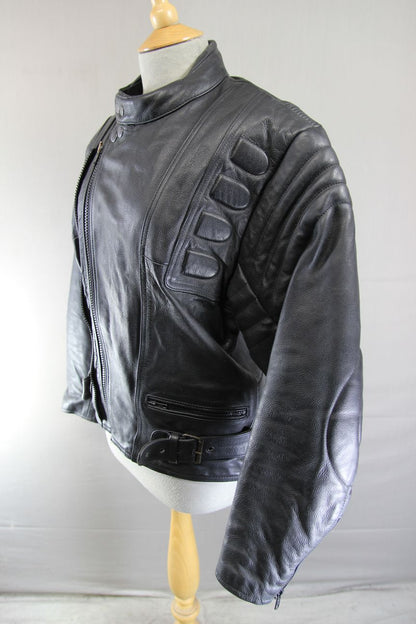 CLASSIC RAYVEN BLACK LEATHER BIKER JACKET 38-40 INCH CHEST
