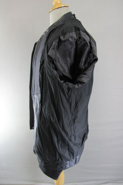 LABEL LAB LONDON RETRO BLACK COWHIDE LEATHER COTTON LINED BIKER JACKET 40-42 IN
